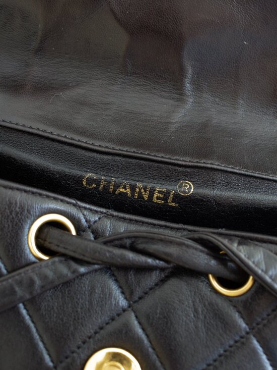 Chanel Vintage Duma Black Lambskin Leather Quilted 24K Gold Backpack main image 16